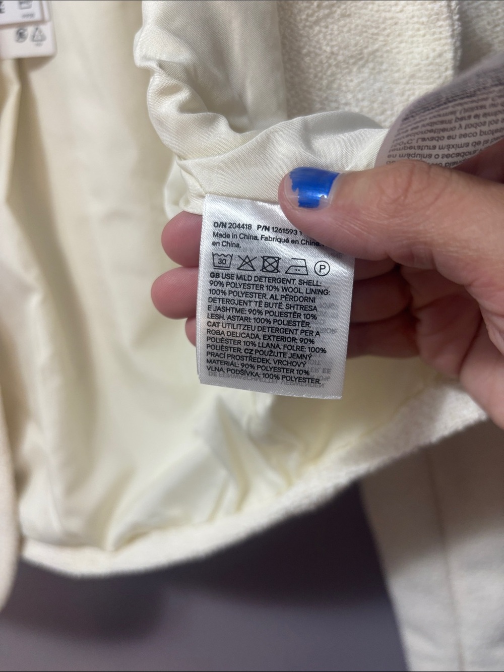 NWT H&M Cream Short Jacket | Bouclé Tweed Cropped Collarless Snap Button | XS - Picture 10 of 10